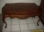 ANTIQUE LOUIS XV STYLED FRENCH MARQUETRY INLAID CARVED WALNUT COFFEE TABLE  for Sale