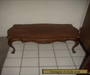 Item ANTIQUE LOUIS XV STYLED FRENCH MARQUETRY INLAID CARVED WALNUT COFFEE TABLE  for Sale