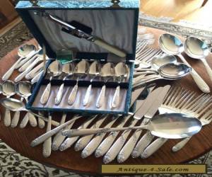 61 PIECE RETRO MID CENTURY CUTLERY SET Flatware 1960s ANGORA SILVER PLATE for Sale