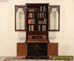 Item Victorian 1850's Antique Carved Mahogany Secretary Desk & Bookcase for Sale