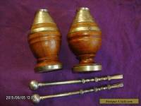 pr vintage Argentina wood & 800 silver Yerba Mate cups w/ straws -lot B