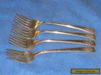 Set of 4 Vintage Wm Rogers " Mountain Rose "  Salad Dessert Forks  