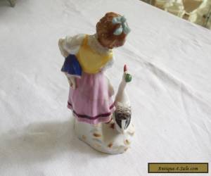 Item Superb Girl With Baby Doll and Goose Chelsea Gold Anchor Sampson Style German for Sale