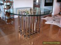 rare PIERRE CARDIN dining TABLE base chrome & brass mid century