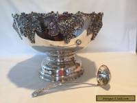 Vintage Silver Plated Pedestalled Punch Bowl Wine Champagne Ladle