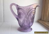 ANTIQUE AMETHYST GLASS PITCHER 8 1/4" FLOWER EAPG PATTERN 1890s ORIGINAL for Sale