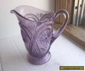 Item ANTIQUE AMETHYST GLASS PITCHER 8 1/4" FLOWER EAPG PATTERN 1890s ORIGINAL for Sale