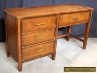 48"W Vintage Mid Century Modern Walnut Wood Wooden Executive Desk File Cabinet