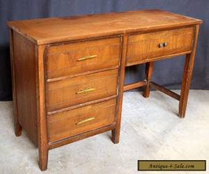 48"W Vintage Mid Century Modern Walnut Wood Wooden Executive Desk File Cabinet for Sale