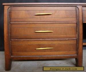 Item 48"W Vintage Mid Century Modern Walnut Wood Wooden Executive Desk File Cabinet for Sale