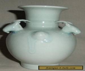 Item AWESOME OLD CHINESE PALE BLUE CELADON GOAT HEAD VASE for Sale