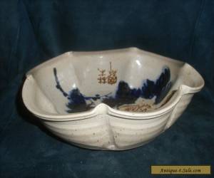 Item Large Antique Oriental Pinched Scalloped Bowl for Sale