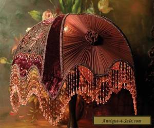 Item Victorian Portobello  Embroidered Velvet Burgundy Lamp Shade,12'' x 17''. for Sale