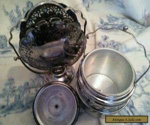 Item Vintage silver cake stand and biscuit barrel for Sale