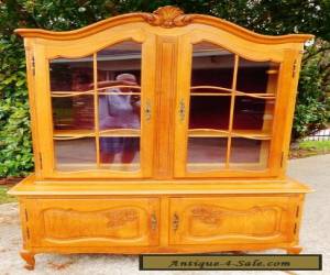 Item Vtg Louis XV Style French Oak Cupboard Display Cabinet Antique Carved Wood w Key for Sale