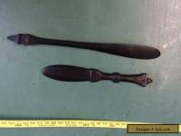 Two Old Lime Spatulas Black Wood 