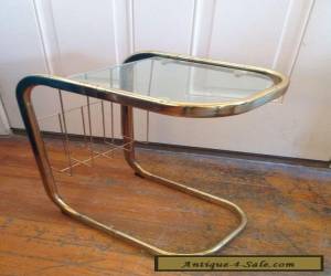 Vintage mid century Glass and Gold brass tone Side End Table  for Sale