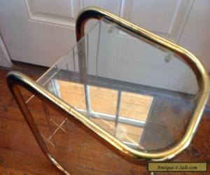 Item Vintage mid century Glass and Gold brass tone Side End Table  for Sale