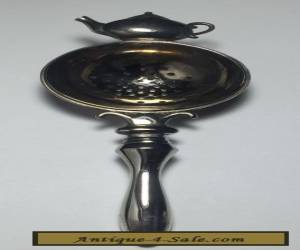 Item Vtg Godinger Silver Plated Hand Held Teapot Finial Tea Strainer 8" Spoon for Sale