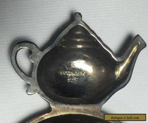 Item Vtg Godinger Silver Plated Hand Held Teapot Finial Tea Strainer 8" Spoon for Sale