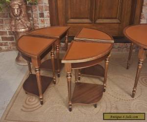 Item ANTIQUE FRENCH LOUIS XVI SET 5 NESTING TEA TABLES GILT MAHOGANY WOOD LEATHER TOP for Sale