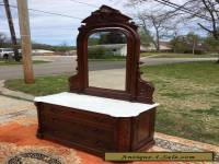 Beautiful Victorian Walnut Marble Top Dresser With Mirror