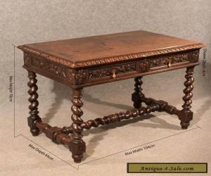 Item Antique Desk Library Writing Table Side Hall Victorian English Carved Oak c1870 for Sale