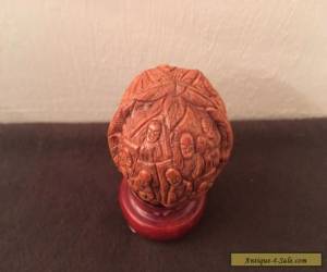 Item Antique Hediao Chinese WALNUT SHELL Carving - Buddhist Monks Lohan Figures for Sale