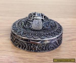 Item Vintage Antique Solid Silver Scarab Beetle Arabic Pill Box for Sale