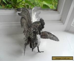 Large Vintage Silver Plated Fighting Cock & Peahen No Reserve for Sale