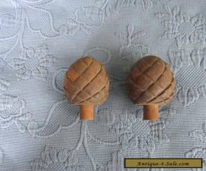 Item Pair of Antique Victorian Carved Wooden Pineaple Finials for Sale