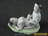 China Collectibles Old Porcelain Handwork Carved Make Love Unique Statue