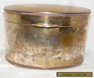 VINTAGE ANTIQUE SILVER PLATED TEA CADDY LIDDED BOX OVAL SHAPE for Sale