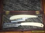  Antique  wooden  box cut throat razor  for Sale