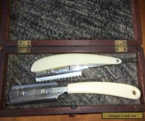 Item  Antique  wooden  box cut throat razor  for Sale