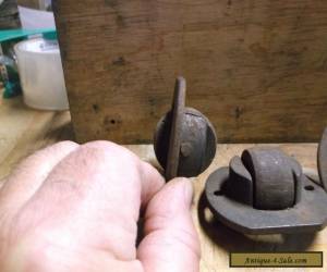 Item 4 VINTAGE STEEL AND WOOD DESK CASTERS for Sale