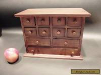 Primitive Antique Style Mahogany Wood Apothecary Spice Chest Cabinet 11 drawers