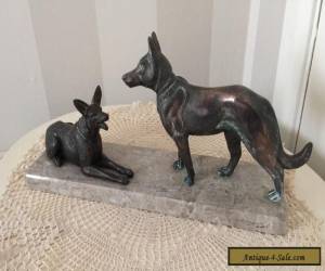 Item VINTAGE FRENCH ART DECO BRONZED DOGS ON PINK MARBLE BASE for Sale