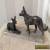 VINTAGE FRENCH ART DECO BRONZED DOGS ON PINK MARBLE BASE for Sale