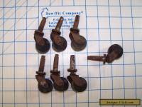 Set of 6 Vintage Wooden Furniture Wheels Casters  Rollers Dresser Feet Wood