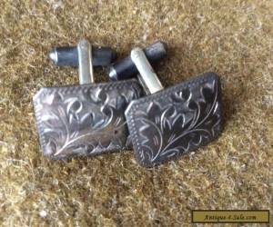 Item Vintage Japanes 950 S Sterling Silver etched Cufflinks for Sale