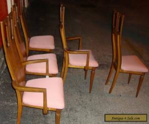 Item Set of 5 Vintage Mid Century Modern Sculptural Walnut Dining Chairs Danish Style for Sale