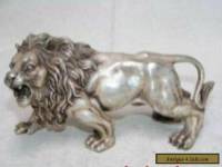 Chinese Tibet silver white exquisite bronze lion statue