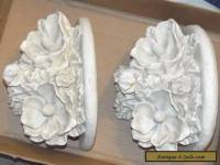 Set of 2 Wall Sconce Shelves White Ornate Flowers