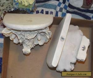 Item Set of 2 Wall Sconce Shelves White Ornate Flowers for Sale