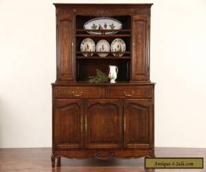 Country French 1910 Antique Oak Sideboard Pewter Cupboard for Sale