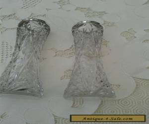 Item Pair of Cut Glass Sterling Silver Vases for Sale