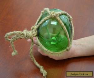 Item REPRODUCTION GREEN GLASS FLOAT BALL WITH FISHING NET 5" #F-950 for Sale