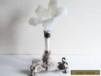 Antique SILVER Plated & Glass ~ EPERGNE ~ Swan Stand & Vase 