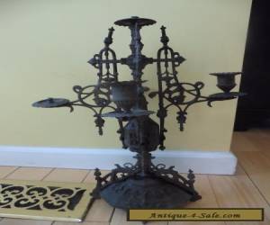 Vintage Candelabra Victorian antique Brass bronze 19" Gothic table candle stick for Sale
